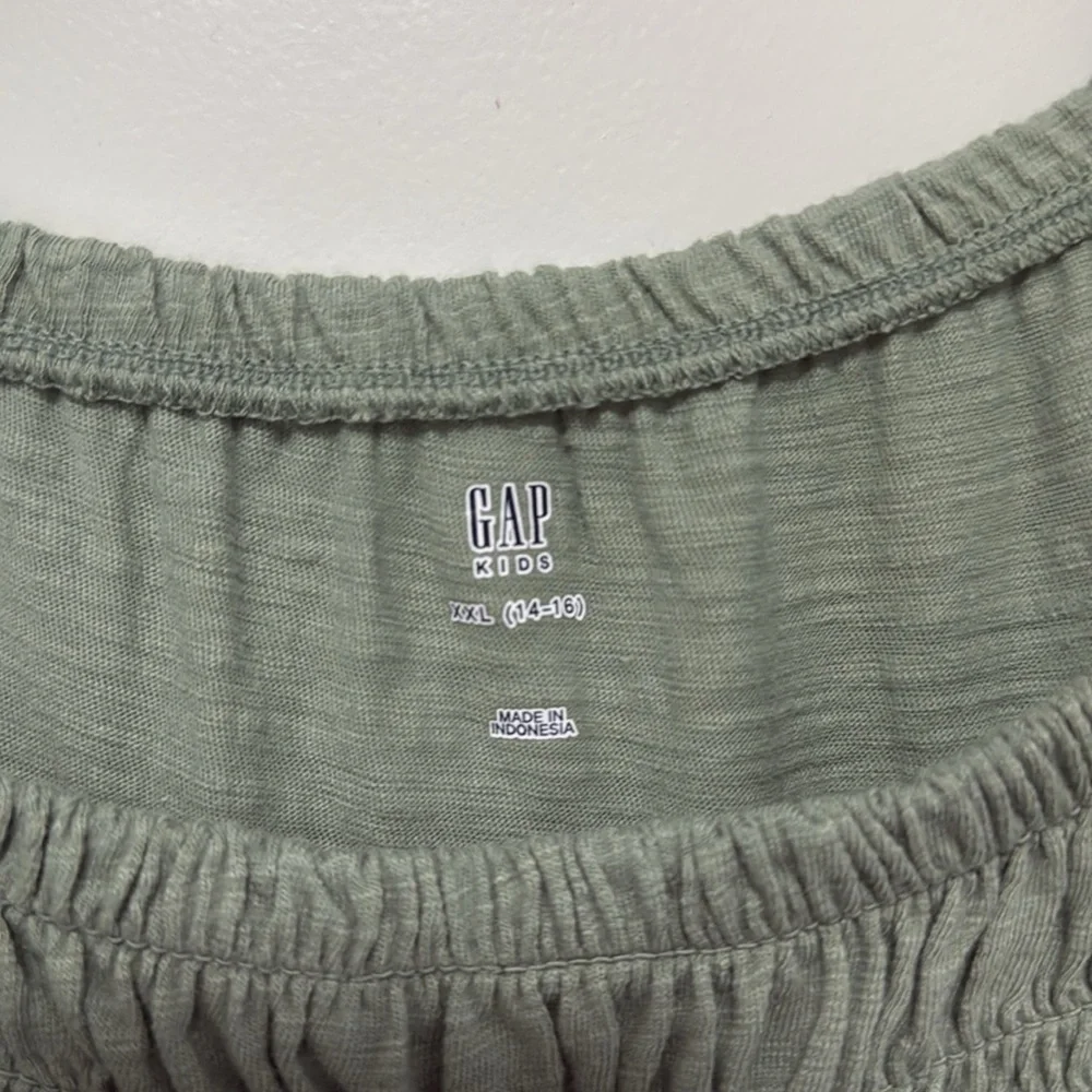 Gap Girl Smocked Front Short Sleeve Square Neck Knee Length Dress size XXL 14/16